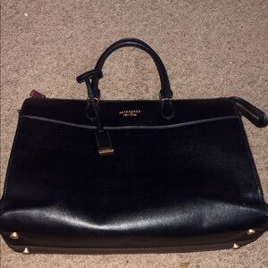 Kate Spade Black Leather Tote with Gold Details